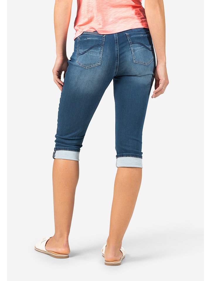 Kraťasy Timezone Blau 7945686 Jeans-Caprihose "Marah" - Slim fit - in Blau - 2
