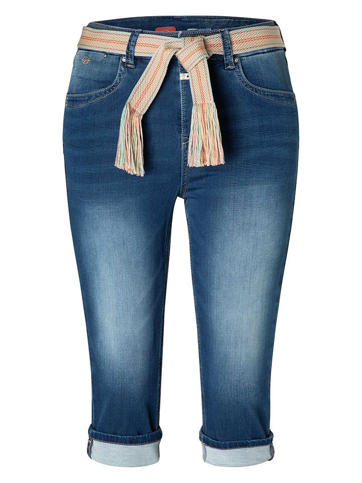 Kraťasy Timezone Blau 7945686 Jeans-Caprihose "Marah" - Slim fit - in Blau - 5
