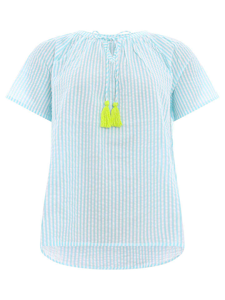 Zwillingsherz Hellblau/ Weiß/ Grün 7231237 Bluse "Neon Streifen" in Hellblau/ Weiß/ Grün - 1