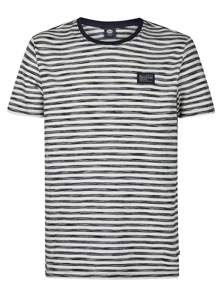 Tričko Petrol Industries Creme/ Dunkelblau 3991526 Shirt in Creme/ Dunkelblau - 1