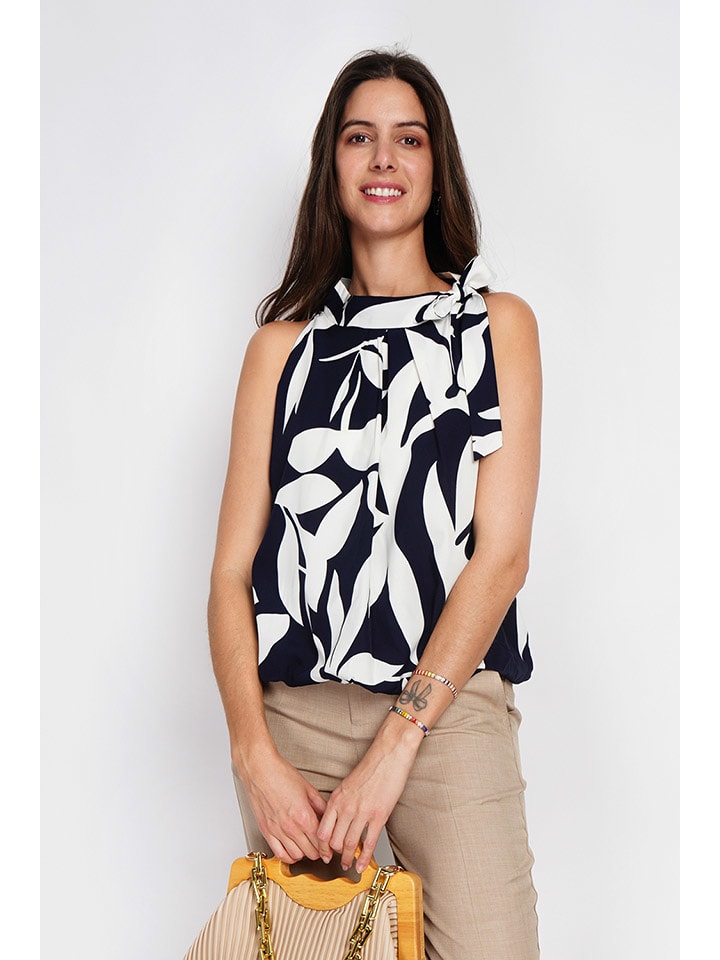William de Faye Dunkelblau/ Weiß 2160230 Bluse in Dunkelblau/ Weiß - 2