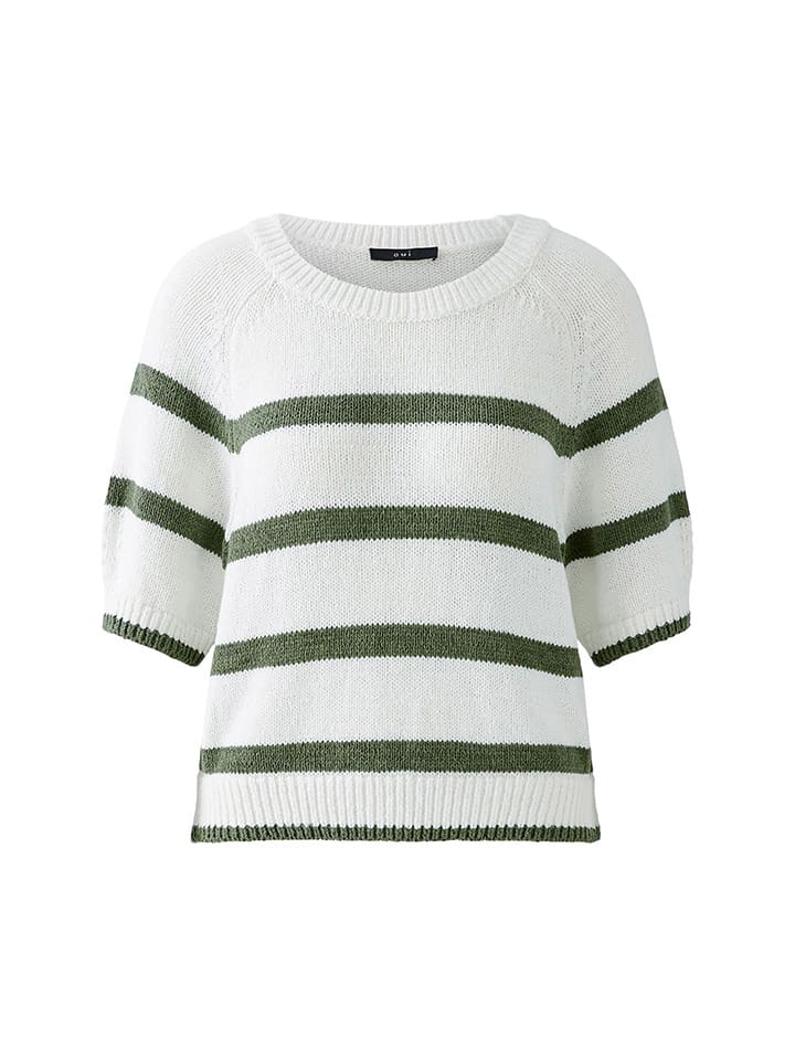 Oui Weiß/ Oliv 7288476 Pullover in Weiß/ Oliv - 1