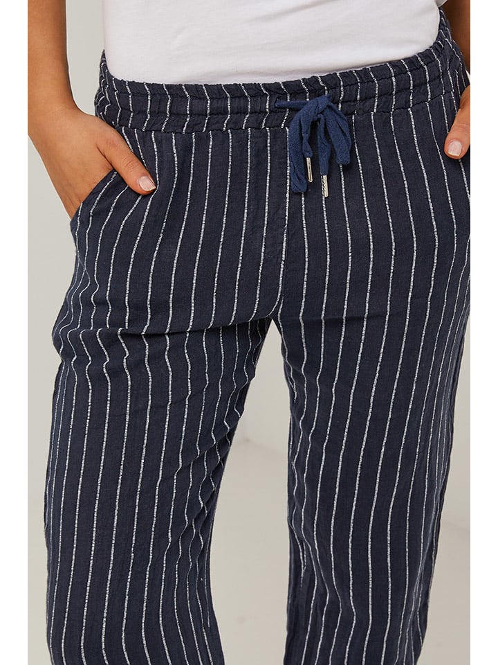 Le Monde du Lin Dunkelblau 6779896 Leinen-Caprihose in Dunkelblau - 4