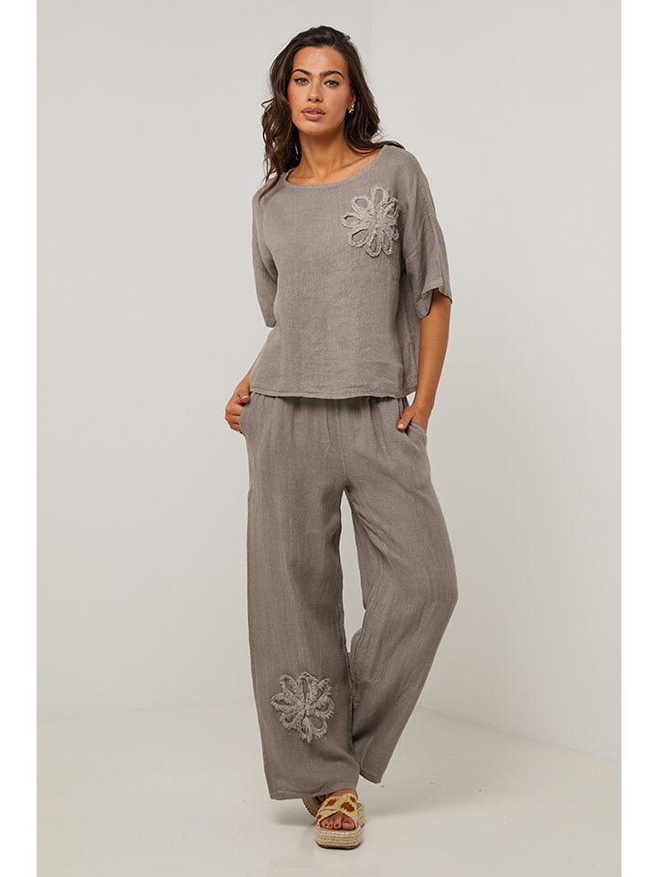 Le Monde du Lin Grau 320186 Leinen-Bluse in Grau - 2