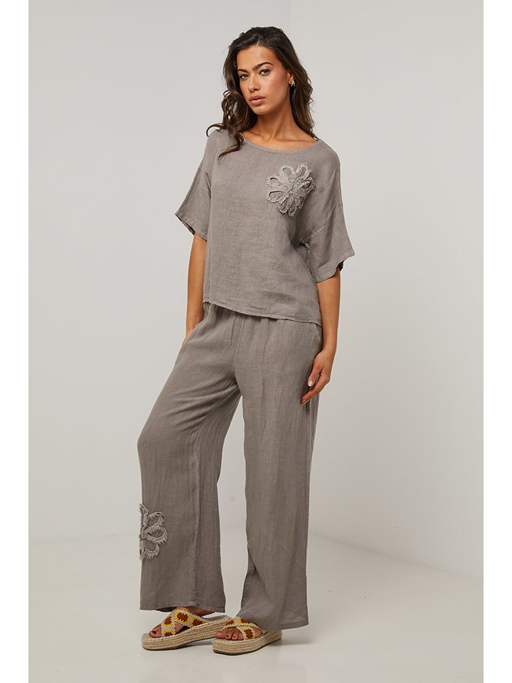Le Monde du Lin Grau 320186 Leinen-Bluse in Grau - 3