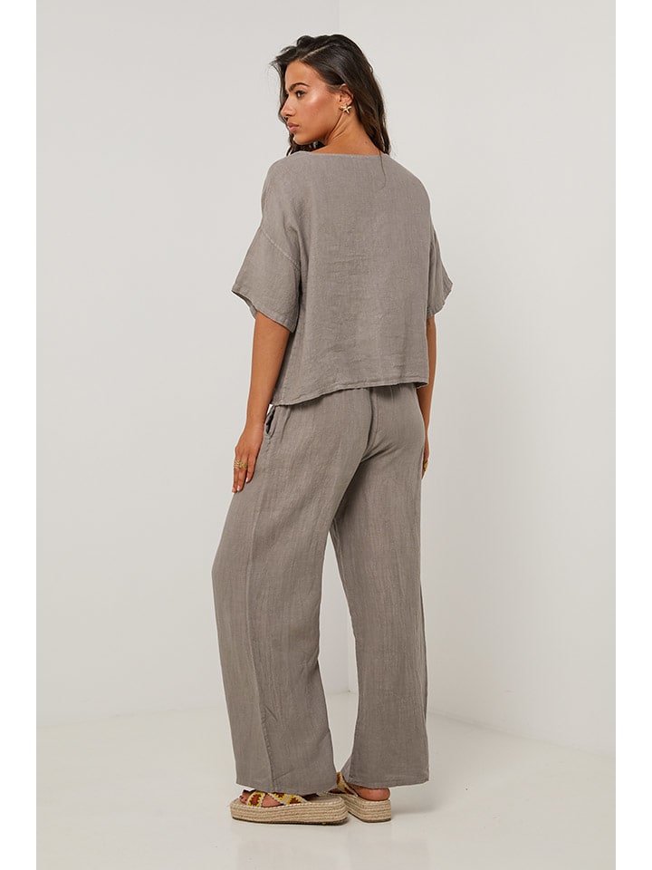 Le Monde du Lin Grau 320186 Leinen-Bluse in Grau - 4