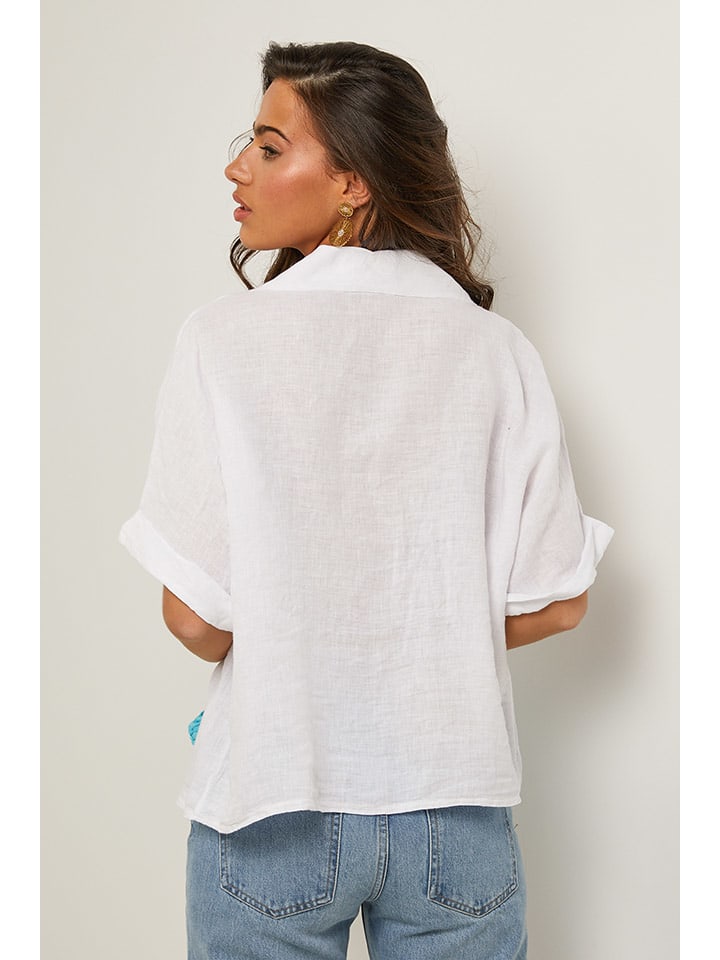 Le Monde du Lin Weiß 7424149 Leinen-Bluse in Weiß - 3