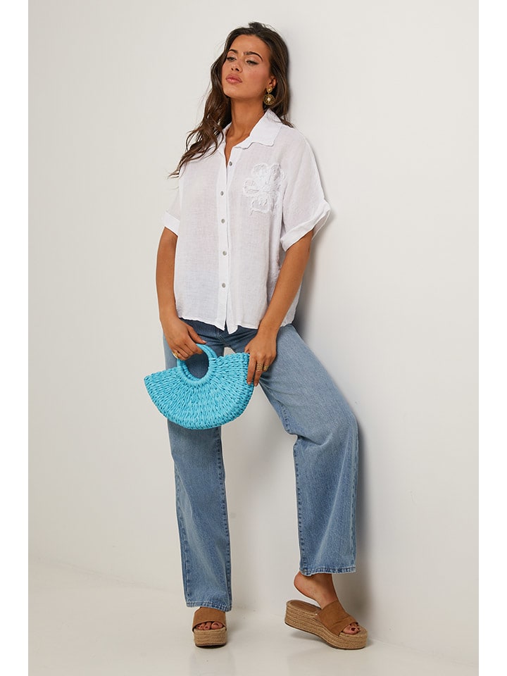 Le Monde du Lin Weiß 7424149 Leinen-Bluse in Weiß - 5