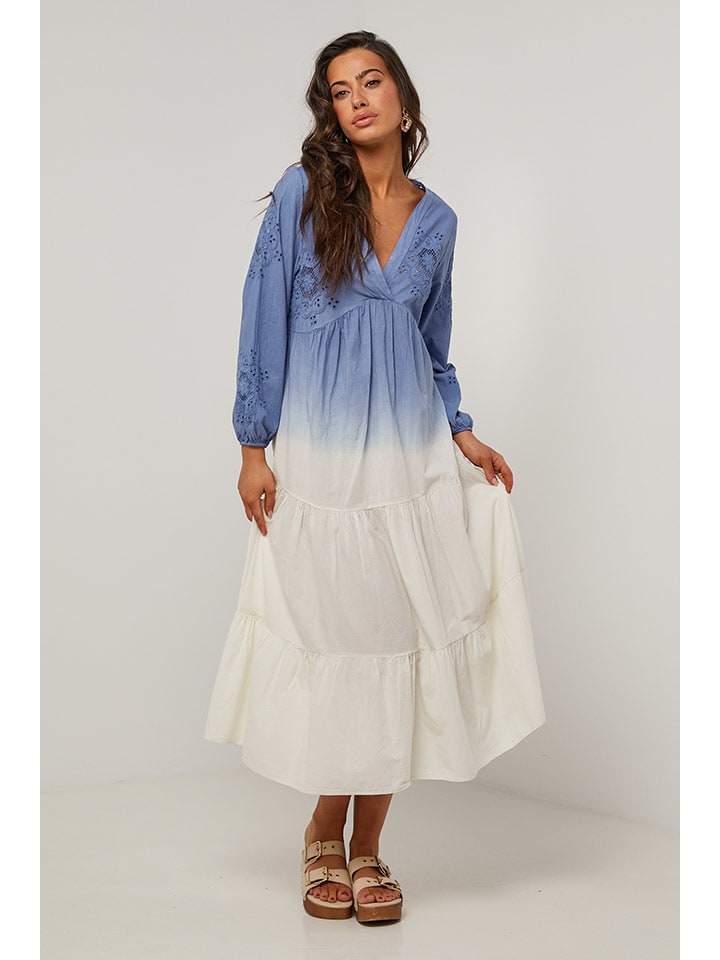 Šaty Le Monde du Lin Blau/ Weiß 7188973 Kleid in Blau/ Weiß - 2