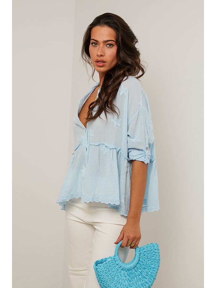 Le Monde du Lin Hellblau 2023560 Bluse in Hellblau - 2