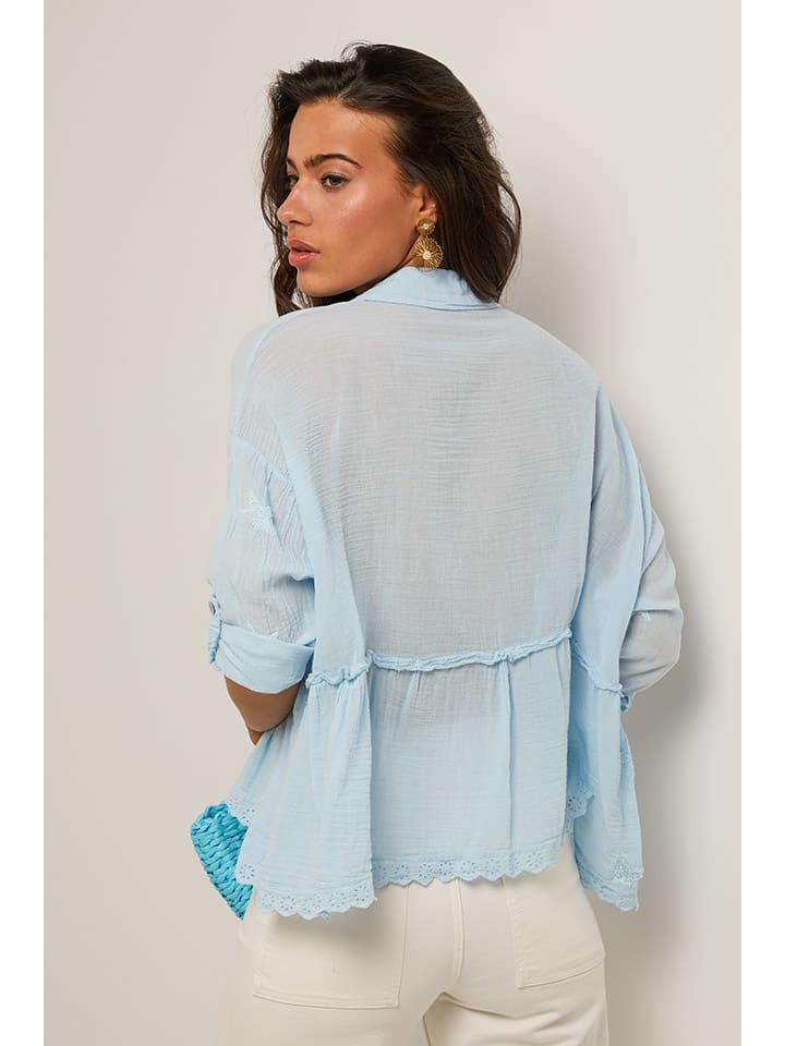 Le Monde du Lin Hellblau 2023560 Bluse in Hellblau - 3