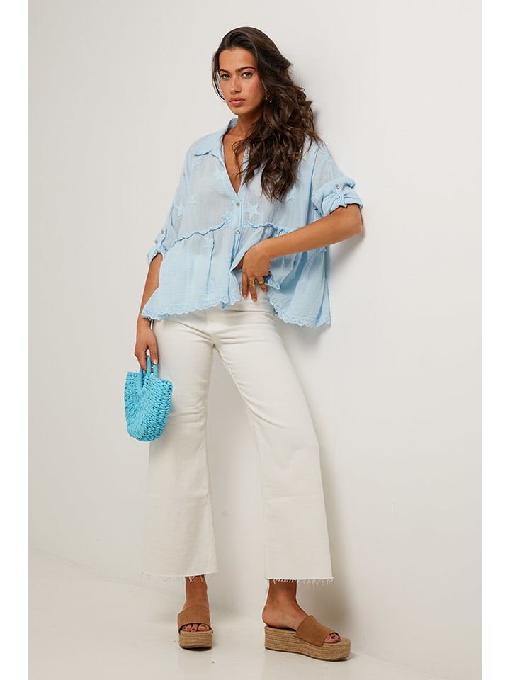 Le Monde du Lin Hellblau 2023560 Bluse in Hellblau - 5