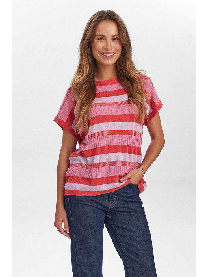 Tričko NÜMPH Rosa/ Rot 4498909 Strickshirt in Rosa/ Rot - 1