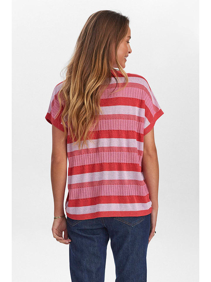 Tričko NÜMPH Rosa/ Rot 4498909 Strickshirt in Rosa/ Rot - 2