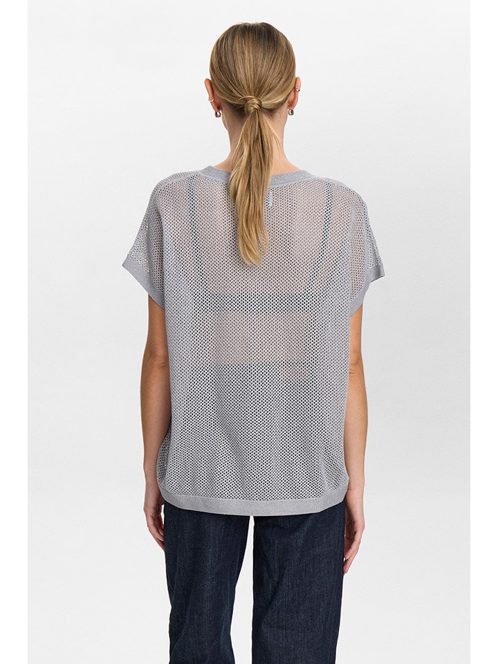 Tričko NÜMPH Silber 7940633 Strickshirt in Silber - 2