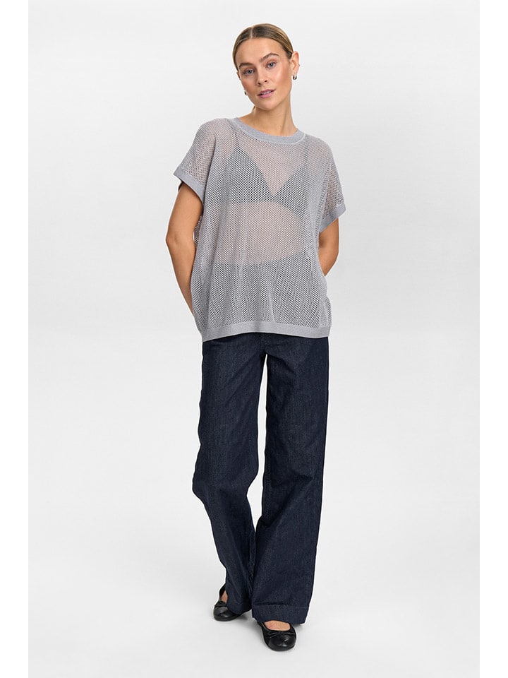 Tričko NÜMPH Silber 7940633 Strickshirt in Silber - 3