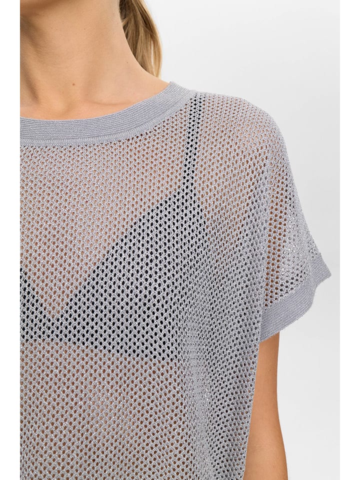 Tričko NÜMPH Silber 7940633 Strickshirt in Silber - 4