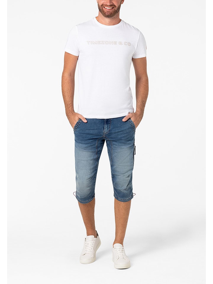 Kraťasy Timezone Blau 436168 Jeans-Caprihose in Blau - 4