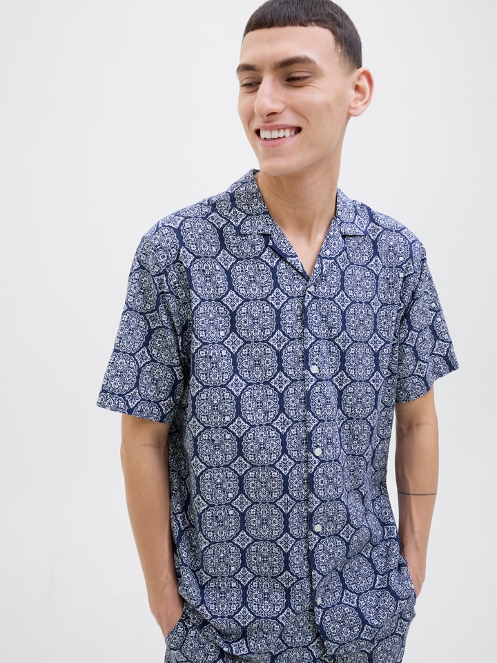 Košeľa Jack & Jones Dunkelblau/ Weiß 939067