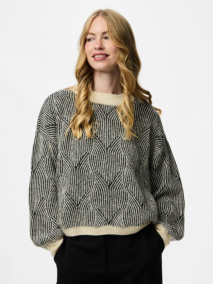Sveter Pieces Schwarz/ Beige 150103 Pullover "Pcjenna" in Schwarz/ Beige - 4