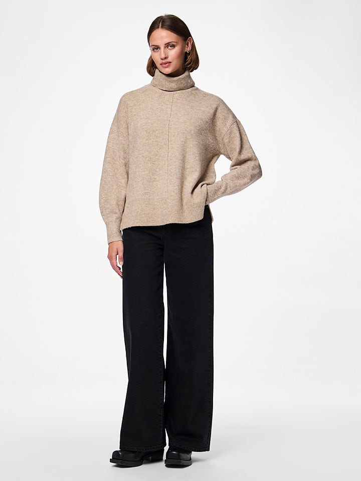 Sveter Pieces Beige 9820098 Rollkragenpullover in Beige - 2