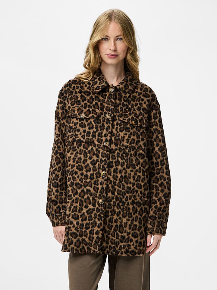 Dámska bunda Pieces Camel/ Schwarz 1217462 Hemdjacke "Pcsaga" in Camel/ Schwarz - 4