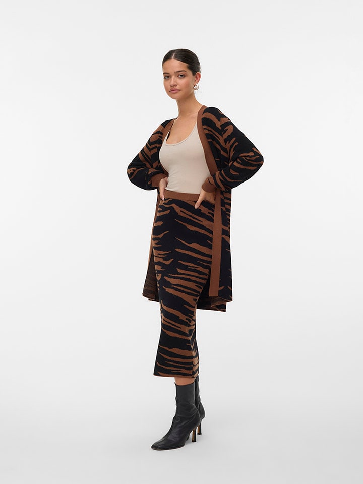Sveter ONLY Braun/ Schwarz 1750070 Longcardigan in Braun/ Schwarz - 2