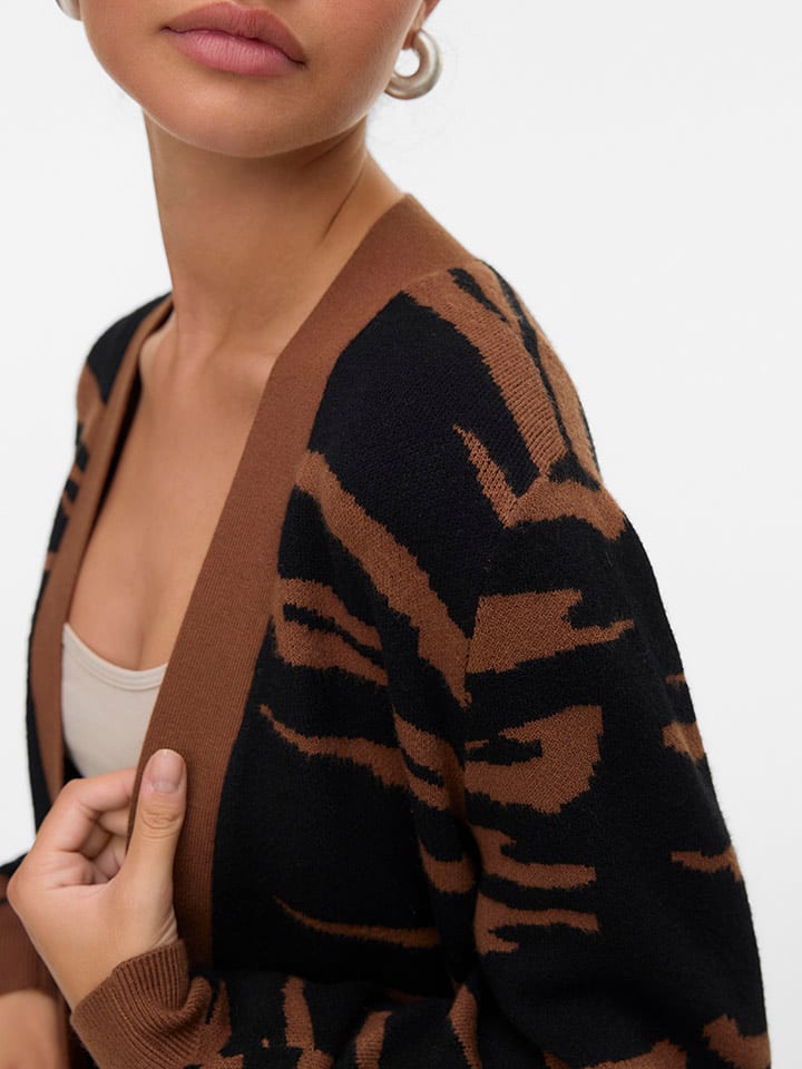 Sveter ONLY Braun/ Schwarz 1750070 Longcardigan in Braun/ Schwarz - 4