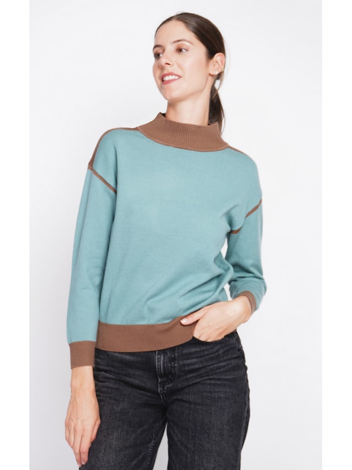 Sveter William de Faye Türkis/ Camel 449950 Pullover in Türkis/ Camel - 2