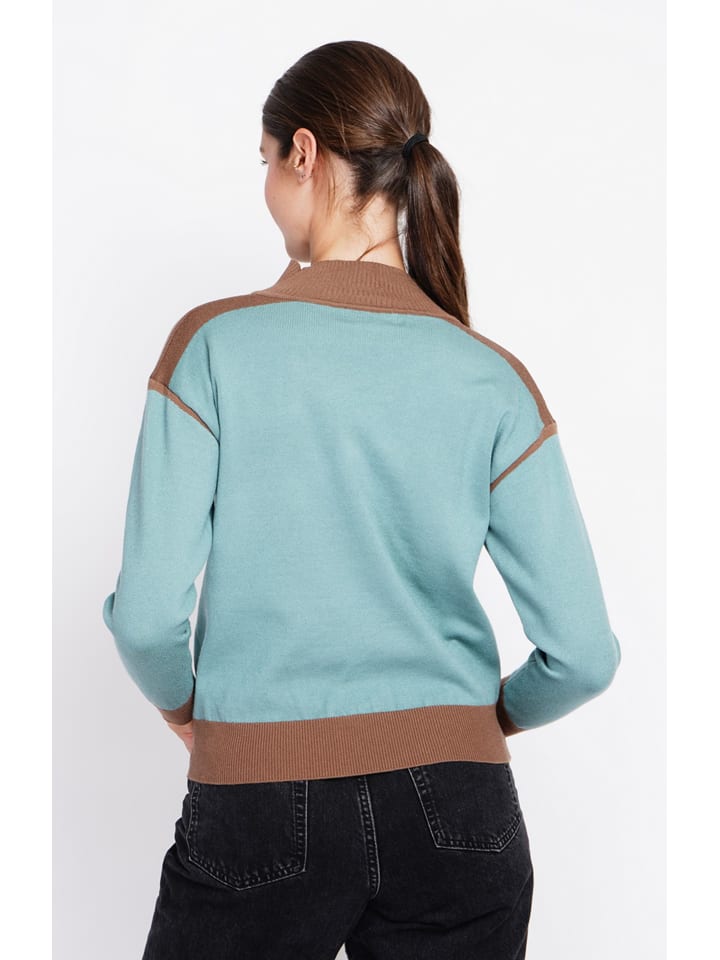 Sveter William de Faye Türkis/ Camel 449950 Pullover in Türkis/ Camel - 3