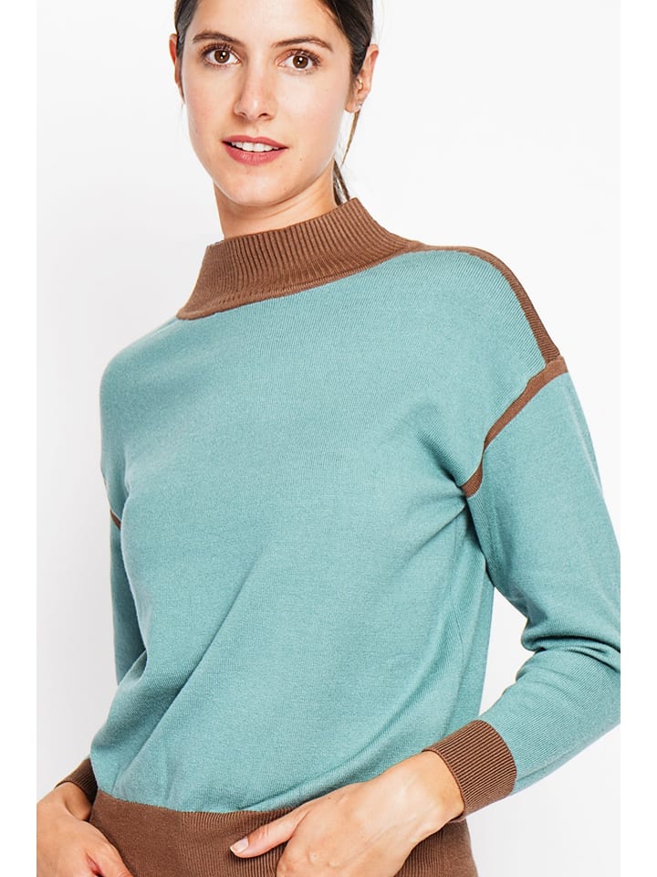 Sveter William de Faye Türkis/ Camel 449950 Pullover in Türkis/ Camel - 4