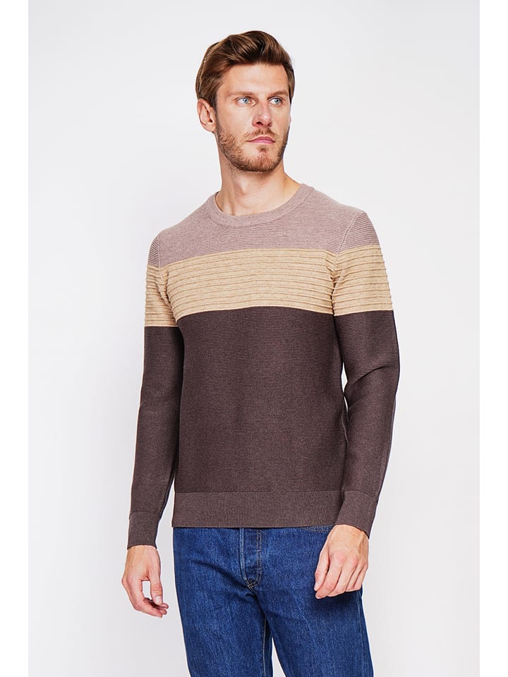 Sveter William de Faye Dunkelbraun/ Beige 6638320 Pullover in Dunkelbraun/ Beige - 2