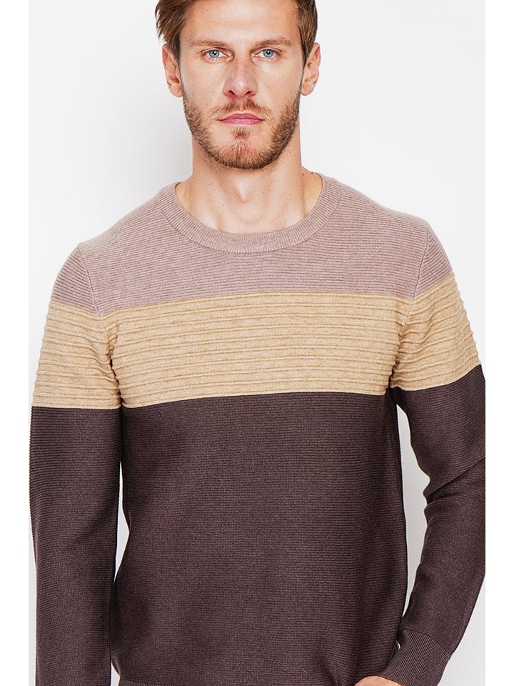 Sveter William de Faye Dunkelbraun/ Beige 6638320 Pullover in Dunkelbraun/ Beige - 4