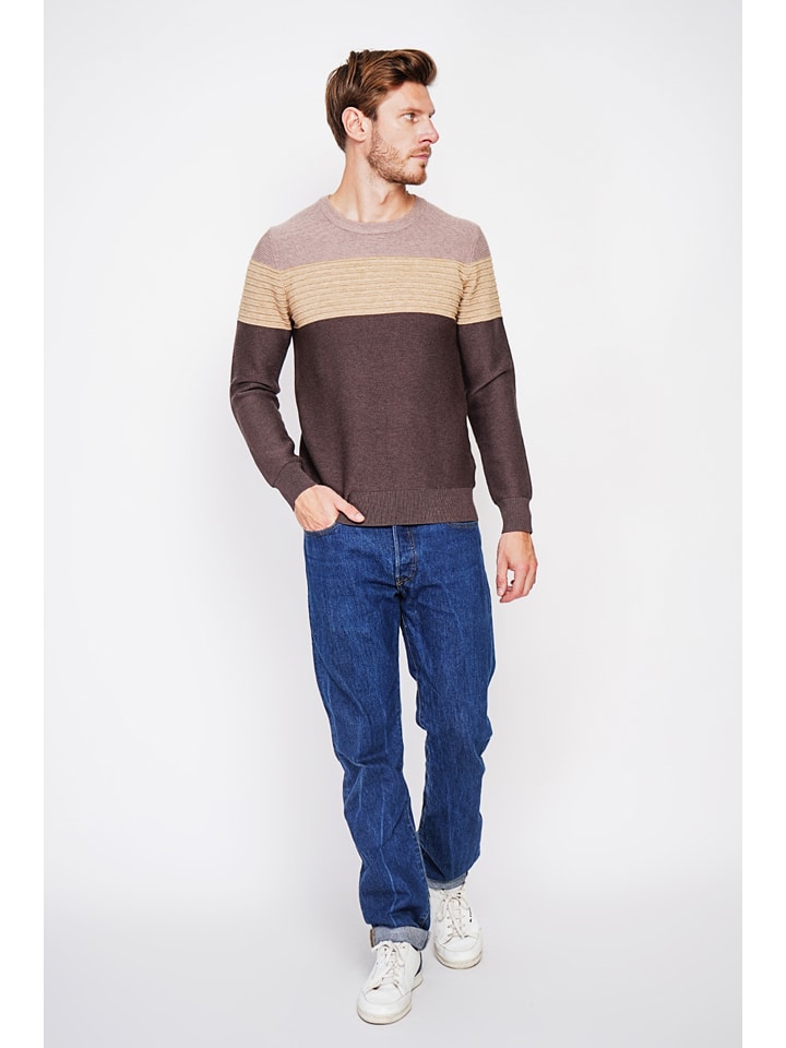 Sveter William de Faye Dunkelbraun/ Beige 6638320 Pullover in Dunkelbraun/ Beige - 5