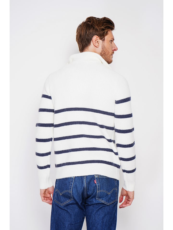Sveter William de Faye Weiß/ Dunkelblau 7778219 Pullover in Weiß/ Dunkelblau - 2