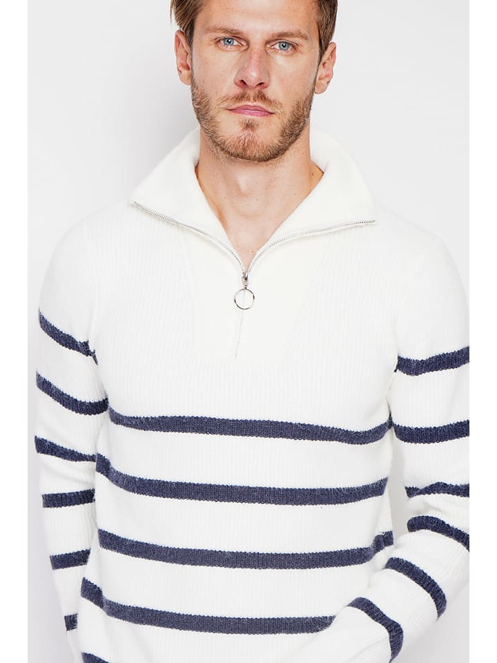 Sveter William de Faye Weiß/ Dunkelblau 7778219 Pullover in Weiß/ Dunkelblau - 3