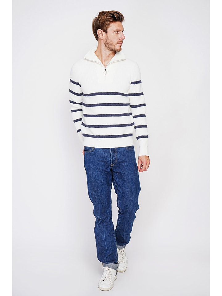 Sveter William de Faye Weiß/ Dunkelblau 7778219 Pullover in Weiß/ Dunkelblau - 4