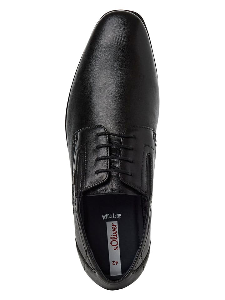 Topánky s.Oliver Schwarz 2947986 Leder-Schnürschuhe in Schwarz - 6