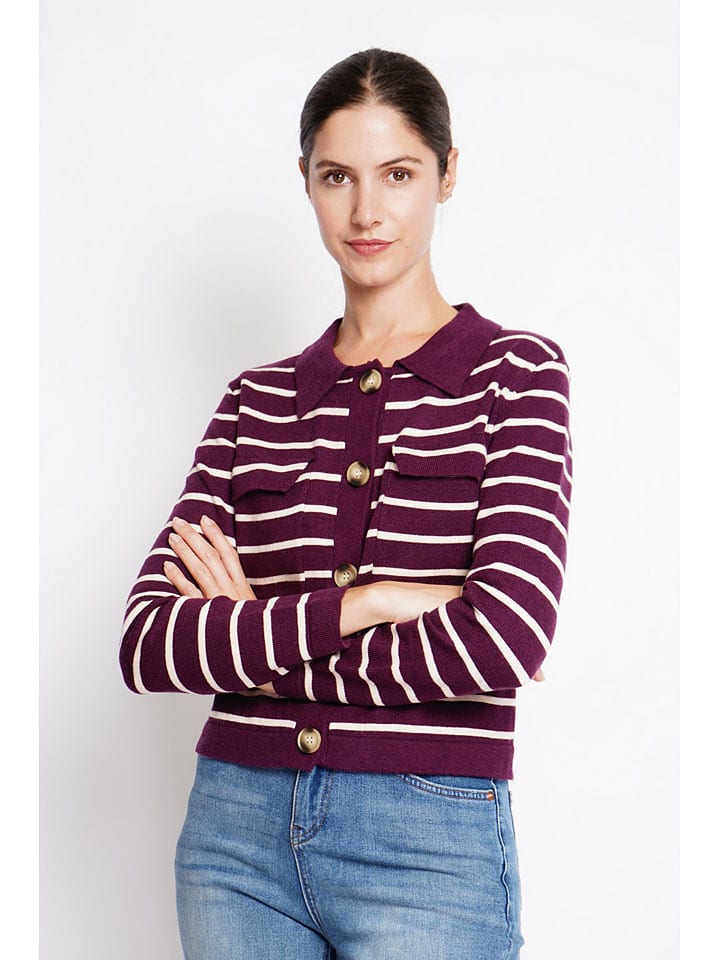 Sveter ASSUILI Bordeaux/ Weiß 1923712 Cardigan in Bordeaux/ Weiß - 2