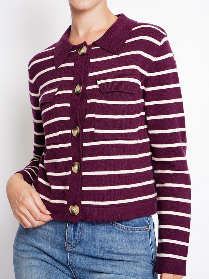 Sveter ASSUILI Bordeaux/ Weiß 1923712 Cardigan in Bordeaux/ Weiß - 4