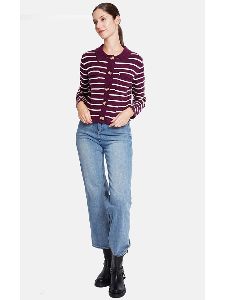 Sveter ASSUILI Bordeaux/ Weiß 1923712 Cardigan in Bordeaux/ Weiß - 5