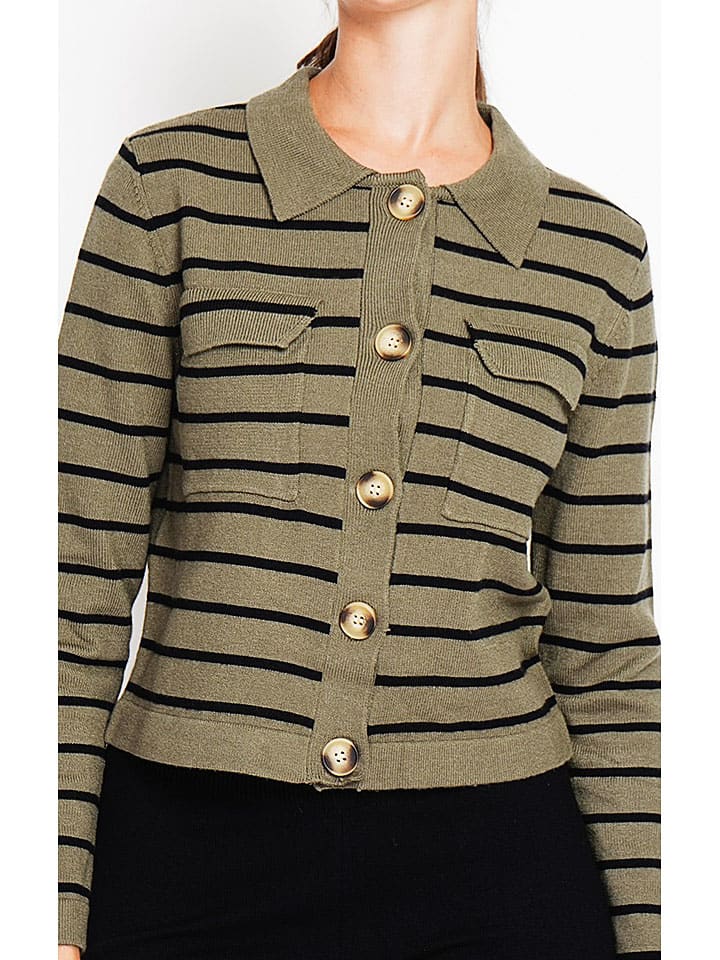 Sveter ASSUILI Khaki/ Schwarz 8911094 Cardigan in Khaki/ Schwarz - 4