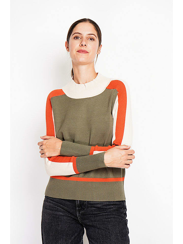 Sveter ASSUILI Khaki/ Weiß/ Orange 8276133 Pullover in Khaki/ Weiß/ Orange - 2