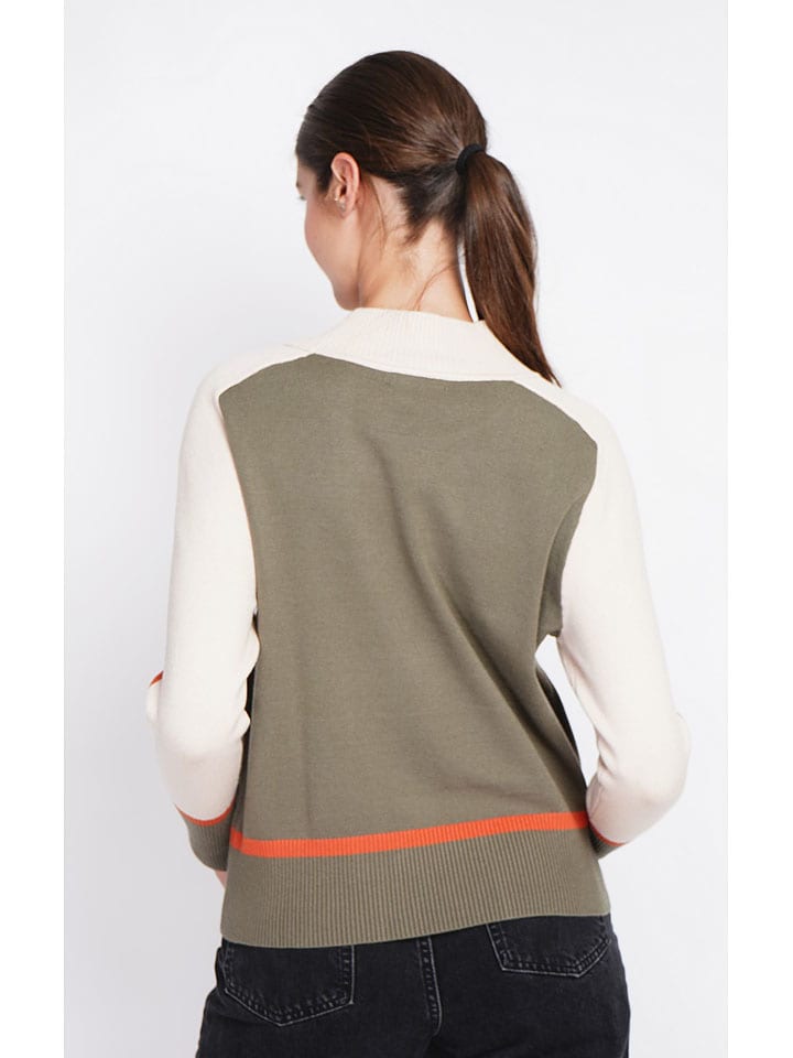 Sveter ASSUILI Khaki/ Weiß/ Orange 8276133 Pullover in Khaki/ Weiß/ Orange - 3