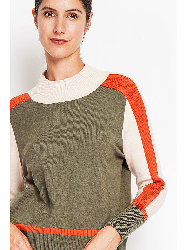 Sveter ASSUILI Khaki/ Weiß/ Orange 8276133 Pullover in Khaki/ Weiß/ Orange - 4