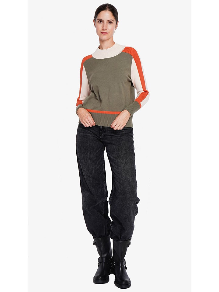 Sveter ASSUILI Khaki/ Weiß/ Orange 8276133 Pullover in Khaki/ Weiß/ Orange - 5