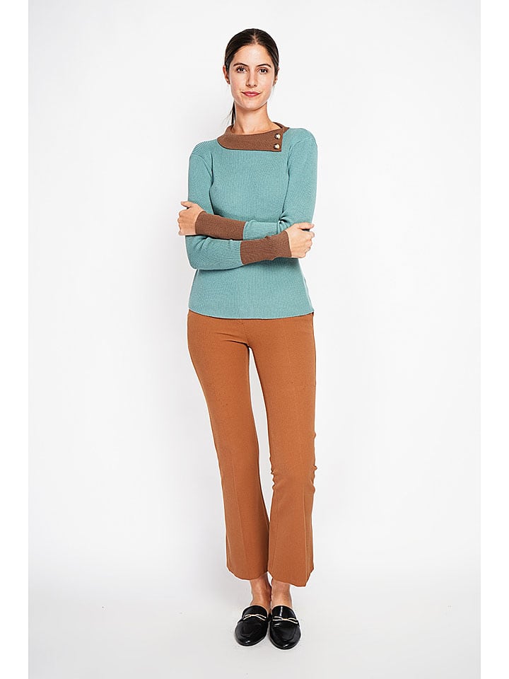 Sveter ASSUILI Türkis/ Camel 695637 Pullover in Türkis/ Camel - 5
