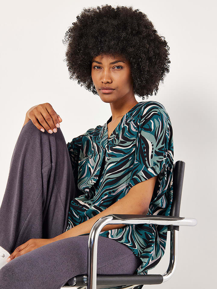 Apricot Petrol/ Schwarz/ Weiß 4826213 Bluse in Petrol/ Schwarz/ Weiß - 4