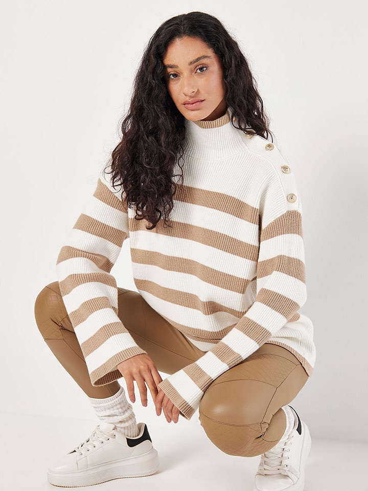 Sveter Apricot Weiß/ Hellbraun 842004 Pullover in Weiß/ Hellbraun - 3