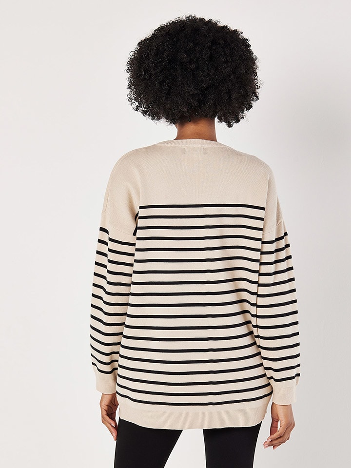 Sveter Apricot Creme/ Schwarz 410624 Pullover in Creme/ Schwarz - 4